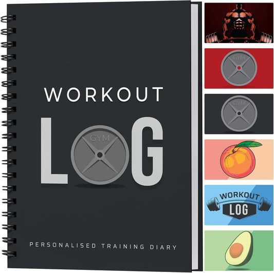Workout Planner for Daily Fitness Tracking & Goals Setting - A5 Size, 6” X 8”, Charcoal Gray - Men & Women Personal Home & Gym Training Diary - Log Book Journal - by