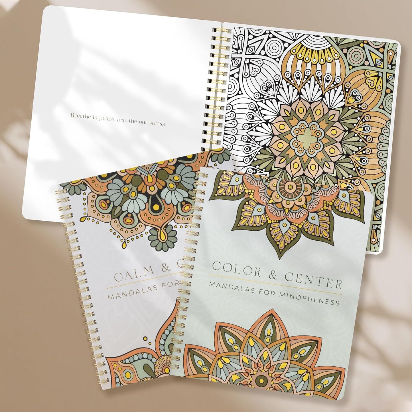Beautiful Adult Coloring Book Set of 2 for Relaxation - Mandala Coloring Books W