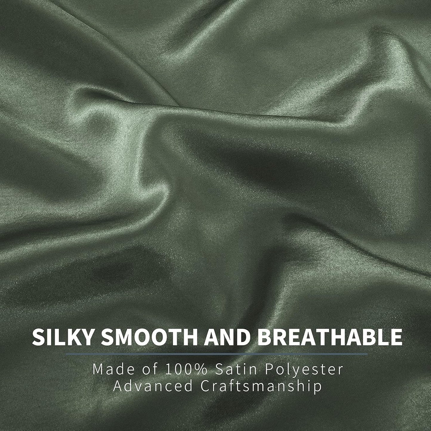 6 Pieces King Satin Sheets Luxury Silky Woodland Green Satin Bedding Sheet Set, 1 Deep Pocket Fitted Sheet + 1 Flat Sheet + 4 Pillow Cases