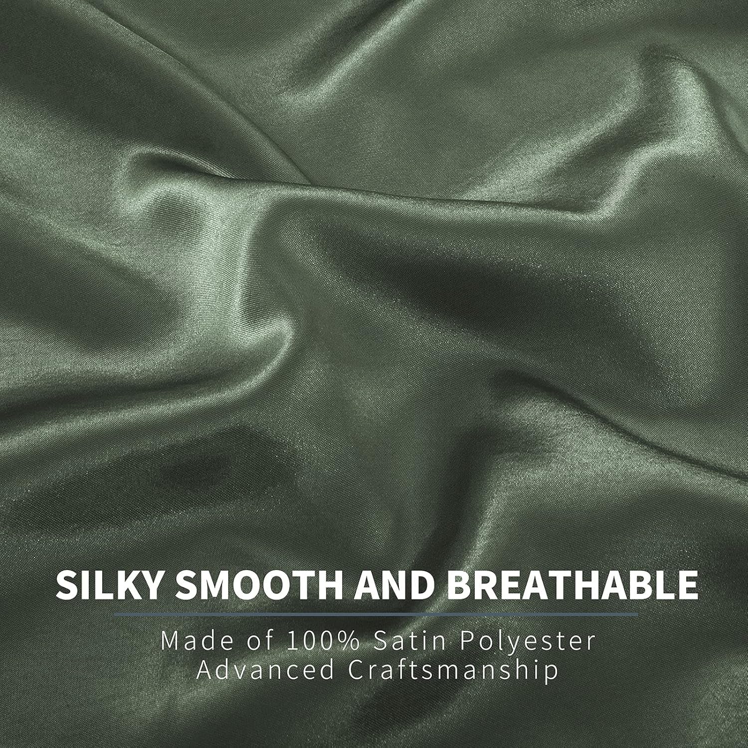 6 Pieces King Satin Sheets Luxury Silky Woodland Green Satin Bedding Sheet Set, 1 Deep Pocket Fitted Sheet + 1 Flat Sheet + 4 Pillow Cases