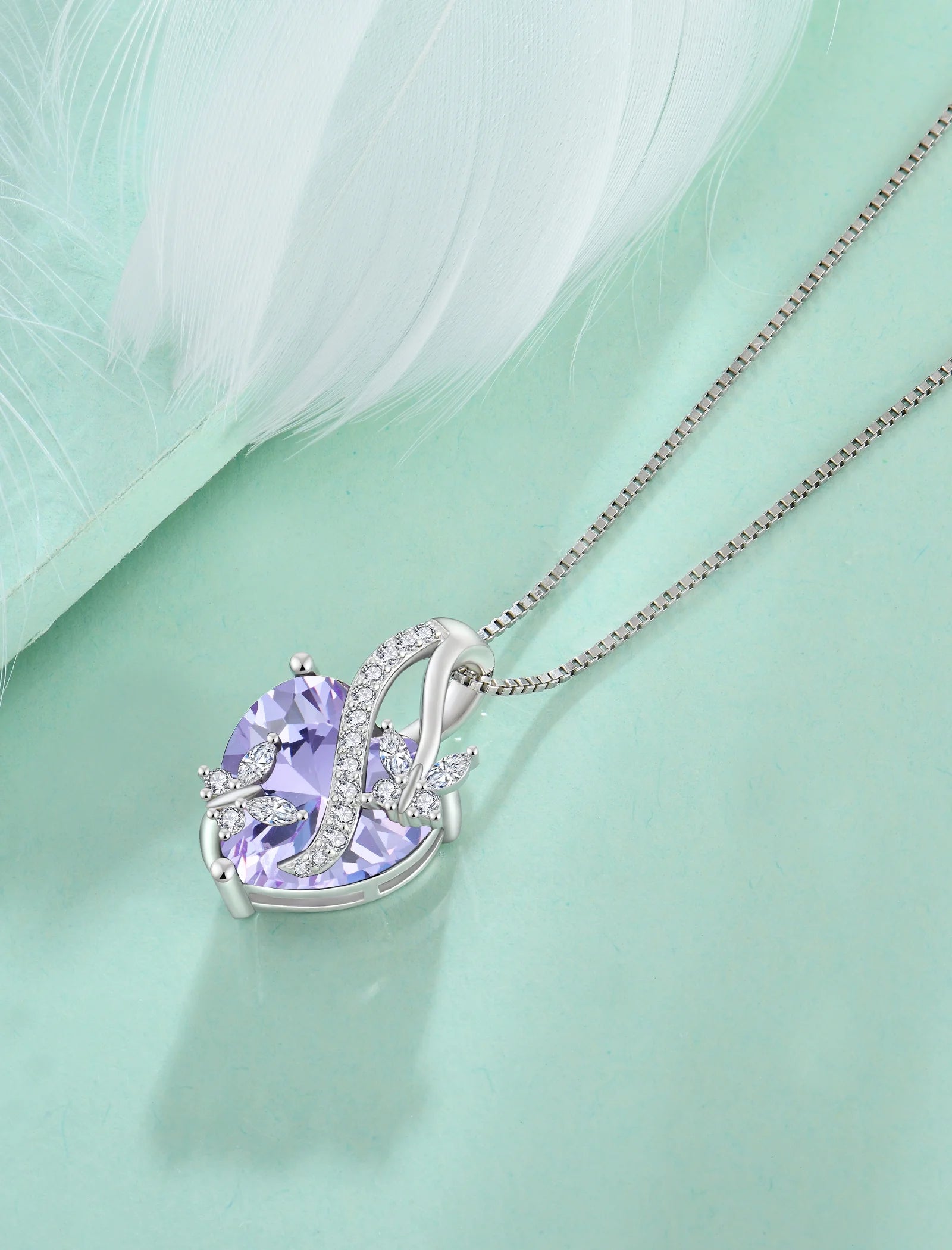 Infinite Heart Pendant Sterling Silver Butterfly Necklace for Women Jewelry Gift with Birthstone June Created Alexandrite