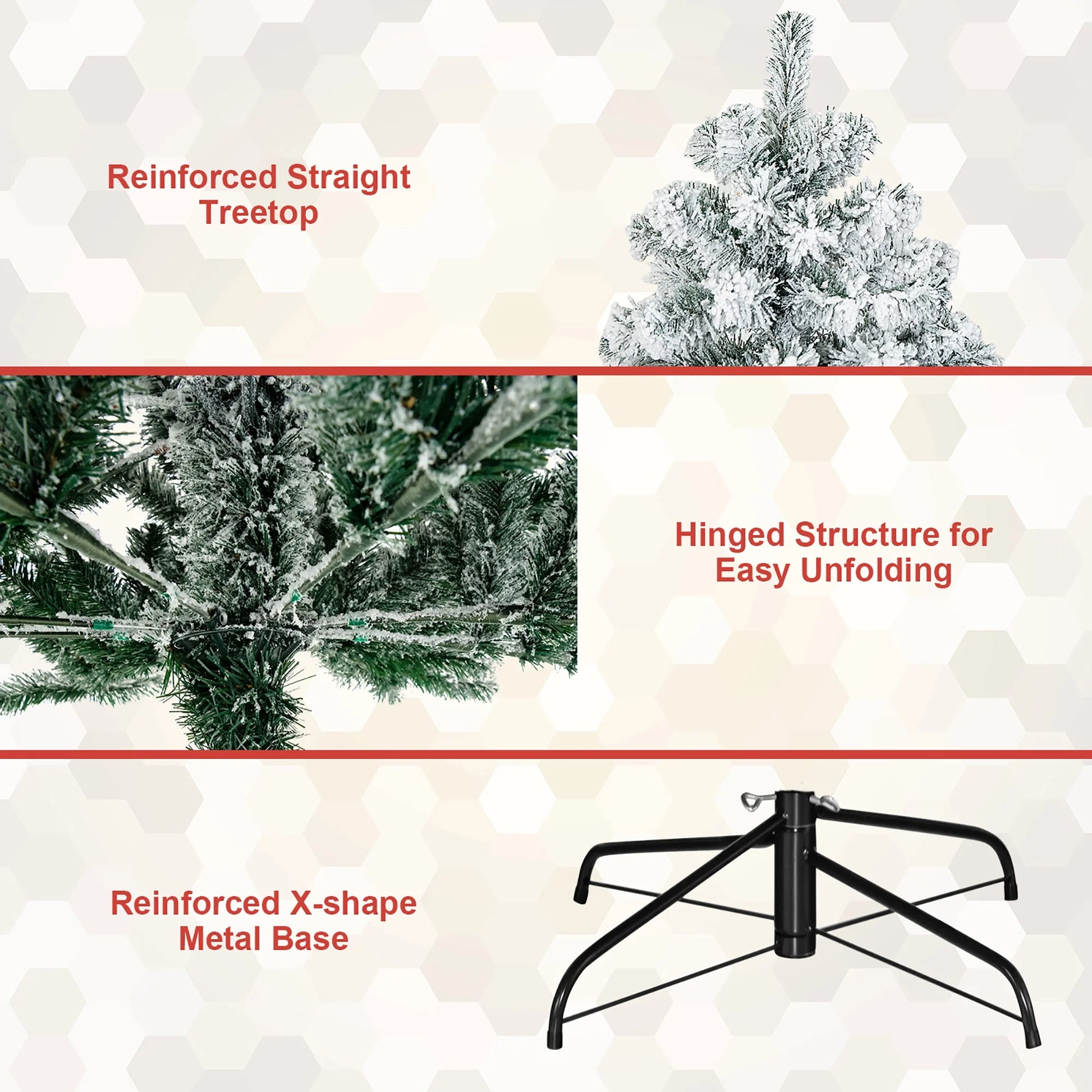 9Ft Snow Flocked Hinged Artificial Christmas Tree Unlit Holiday Decor