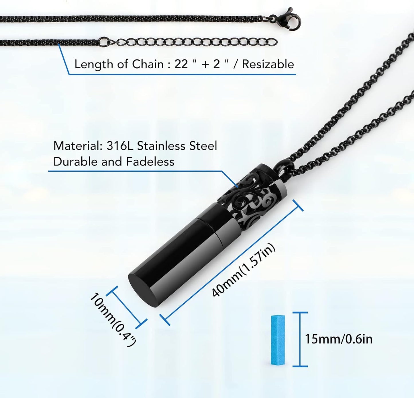 Essential Oil Diffuser Necklaces for Women, 2PCS Aromatherapy Necklaces Stainless Steel Diffuser Locket Pendant Cylinder with 20 Felt Pads, Aroma Necklaces Gift Set for Mothers Day
