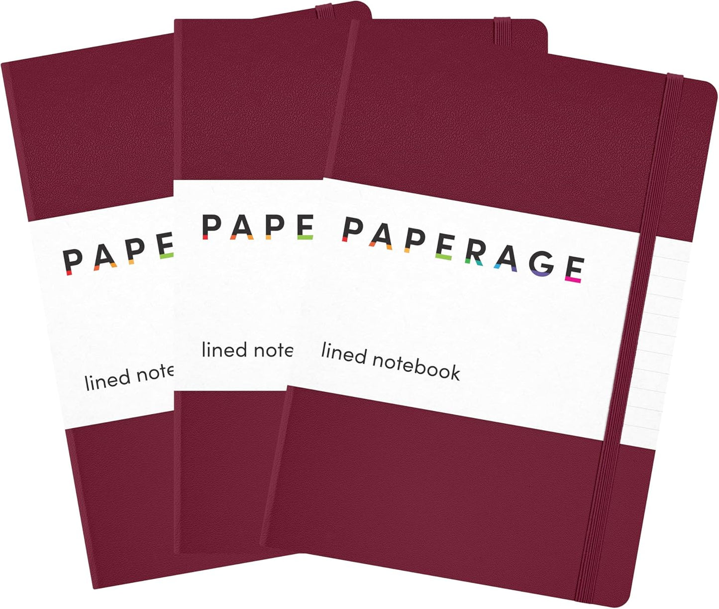 Lined Journal Notebook, 3 Pack, (Burgundy), 160 Pages, Medium 5.6 in X 8 in - 100 GSM Thick Paper – Hardcover Journaling Notebook for Work, School & Note Taking