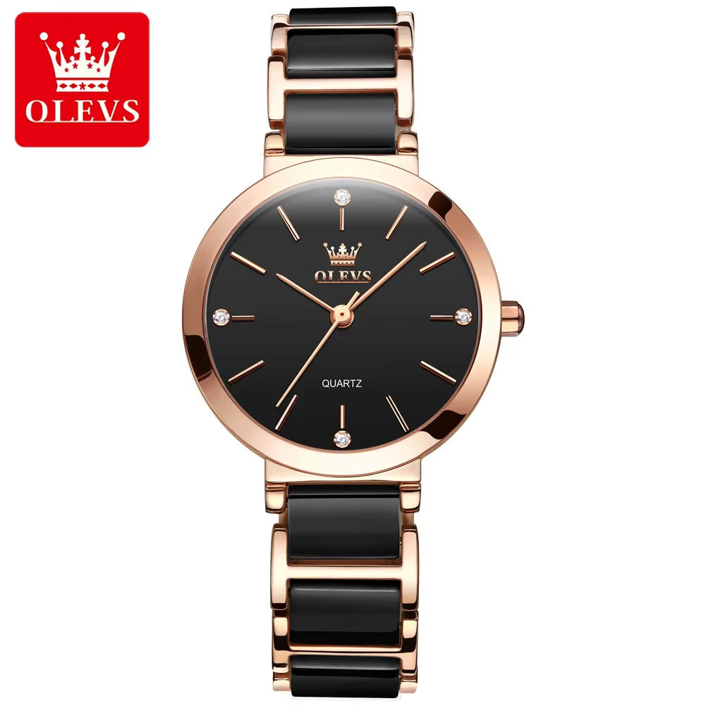 Fashion Women Watches Relogio Feminino Luxury Rose Gold Watch Ladies Quartz Wrist Watch Ceramic Strap Clock Reloj Mujer