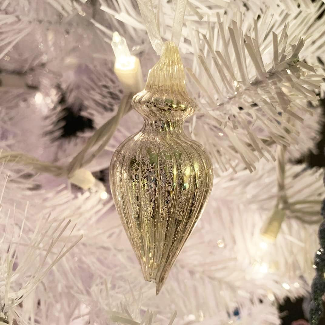 Mercury Glass Christmas Ball Ornaments for Holiday Decor (17 Pieces, Silver)