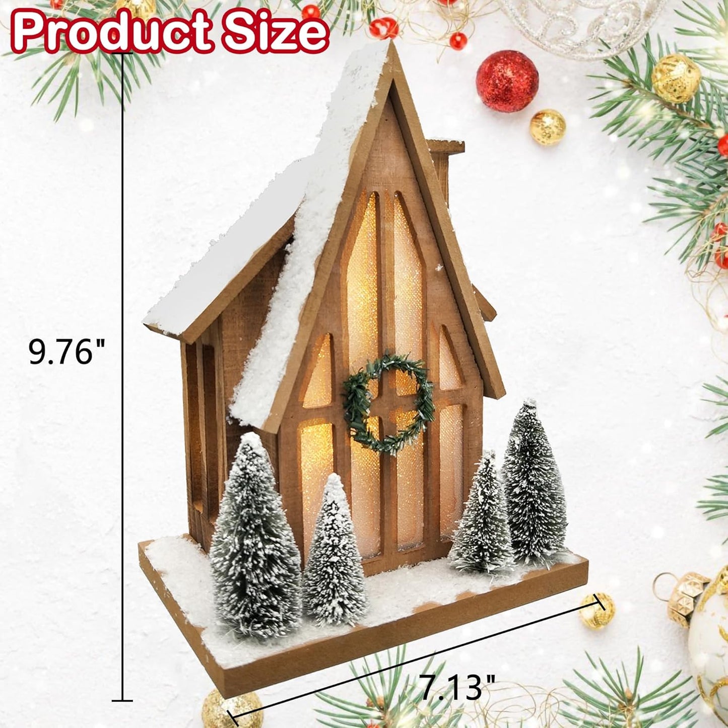LED Lighted Christmas Village Ski Lodge with Timer - Rustic Holiday Decor