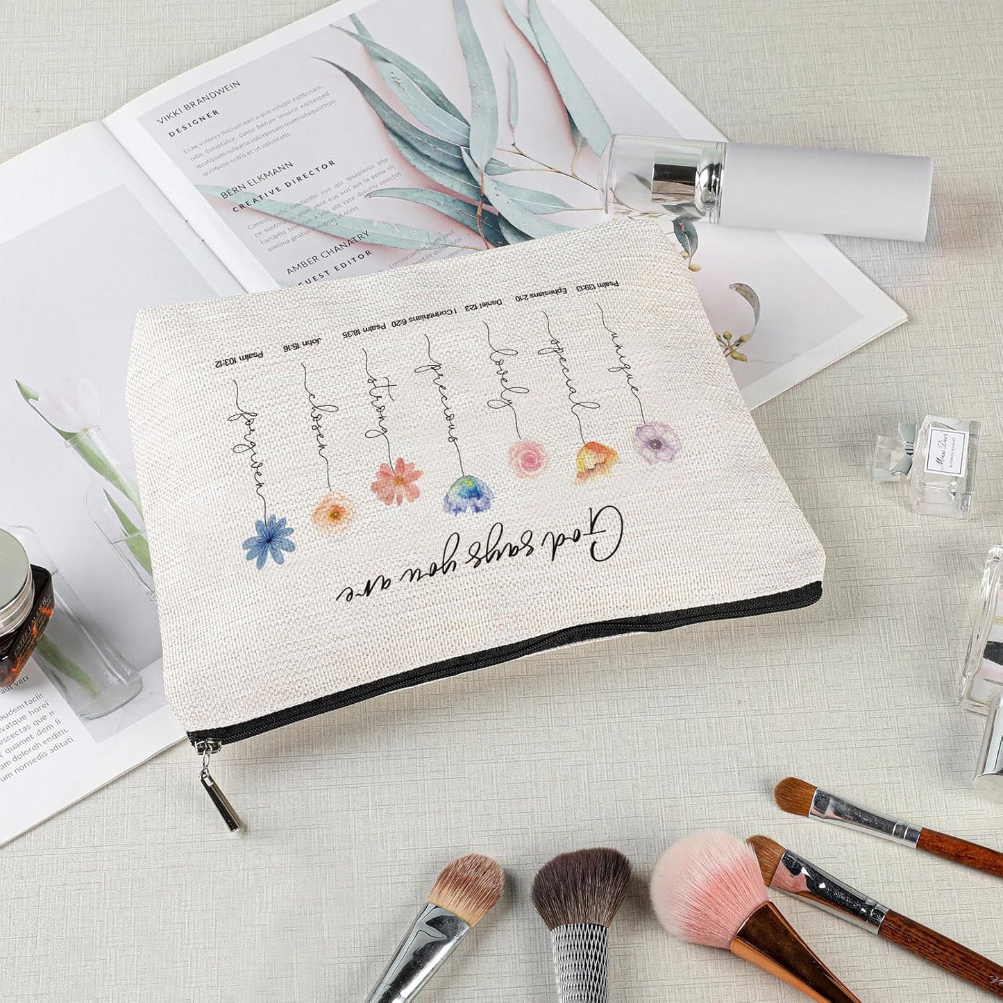 God Says You Are Cosmetic Bag, Inspirational Bible Verse Makeup Bag, Christian Gifts, Floral Bible Verse Makeup Case, Affirmations Gifts, Encouragement Gifts, Friend Gifts