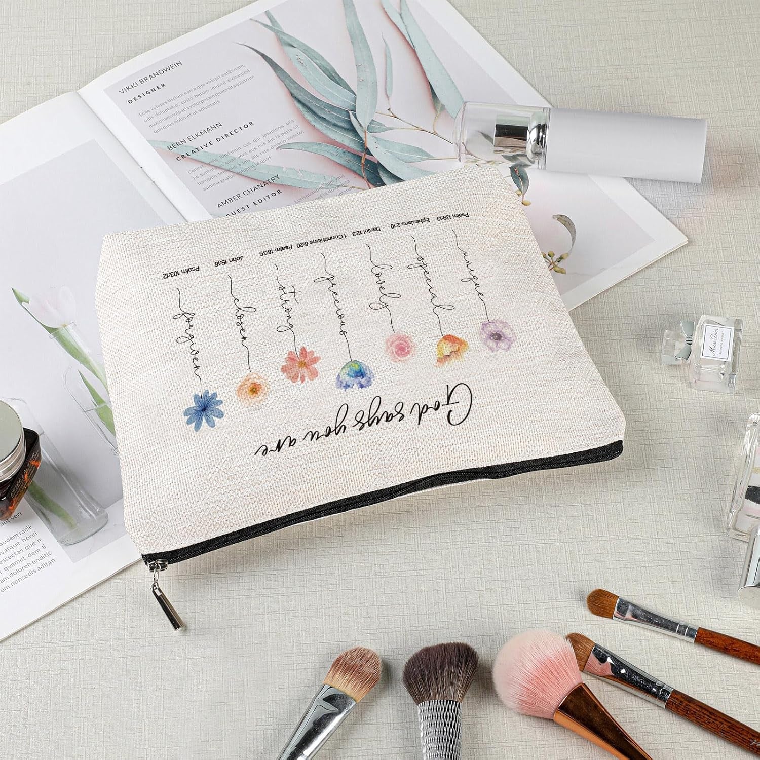 God Says You Are Cosmetic Bag, Inspirational Bible Verse Makeup Bag, Christian Gifts, Floral Bible Verse Makeup Case, Affirmations Gifts, Encouragement Gifts, Friend Gifts