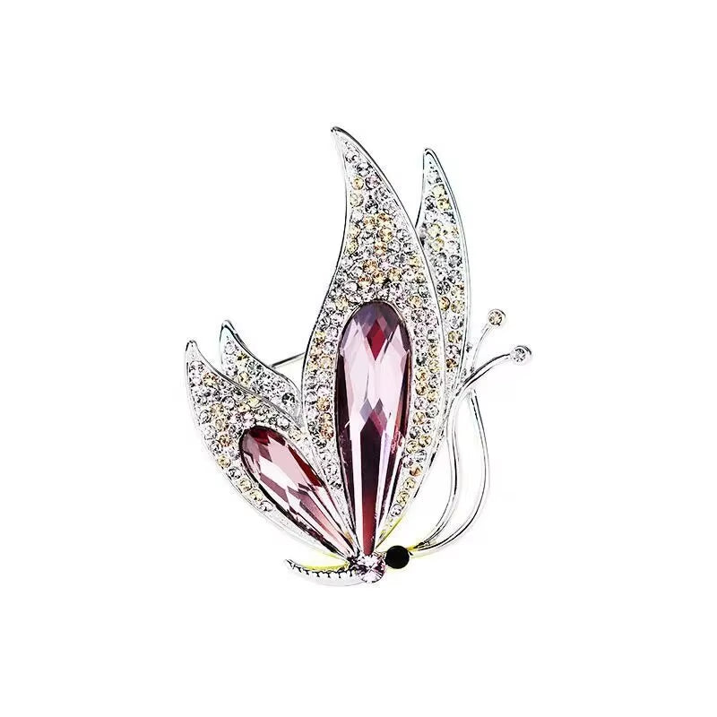 Trendy Multicolour Alloy Butterfly Brooches for Women Metal Crystal Insect Brooch Party Birthday Winter Jewelry