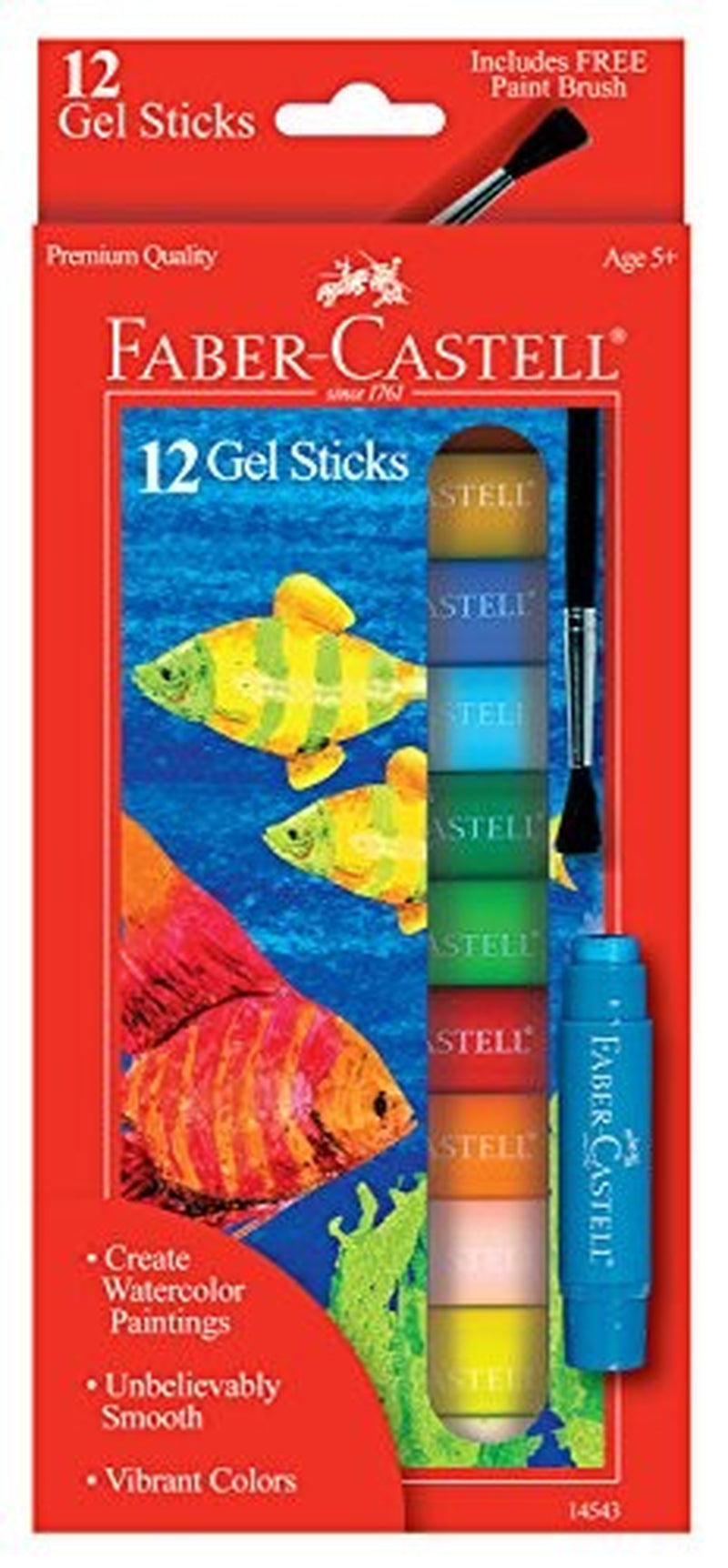 Faber Castell 12 Count Gel Stick Watercolor Crayons Set with Brush Non Toxic