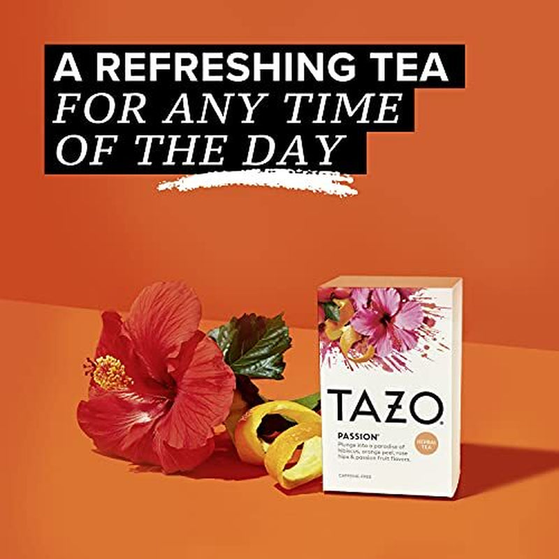 TAZO Passion Herbal Tea Bags 20 Count Pack of 6 Caffeine Free Iced Tea