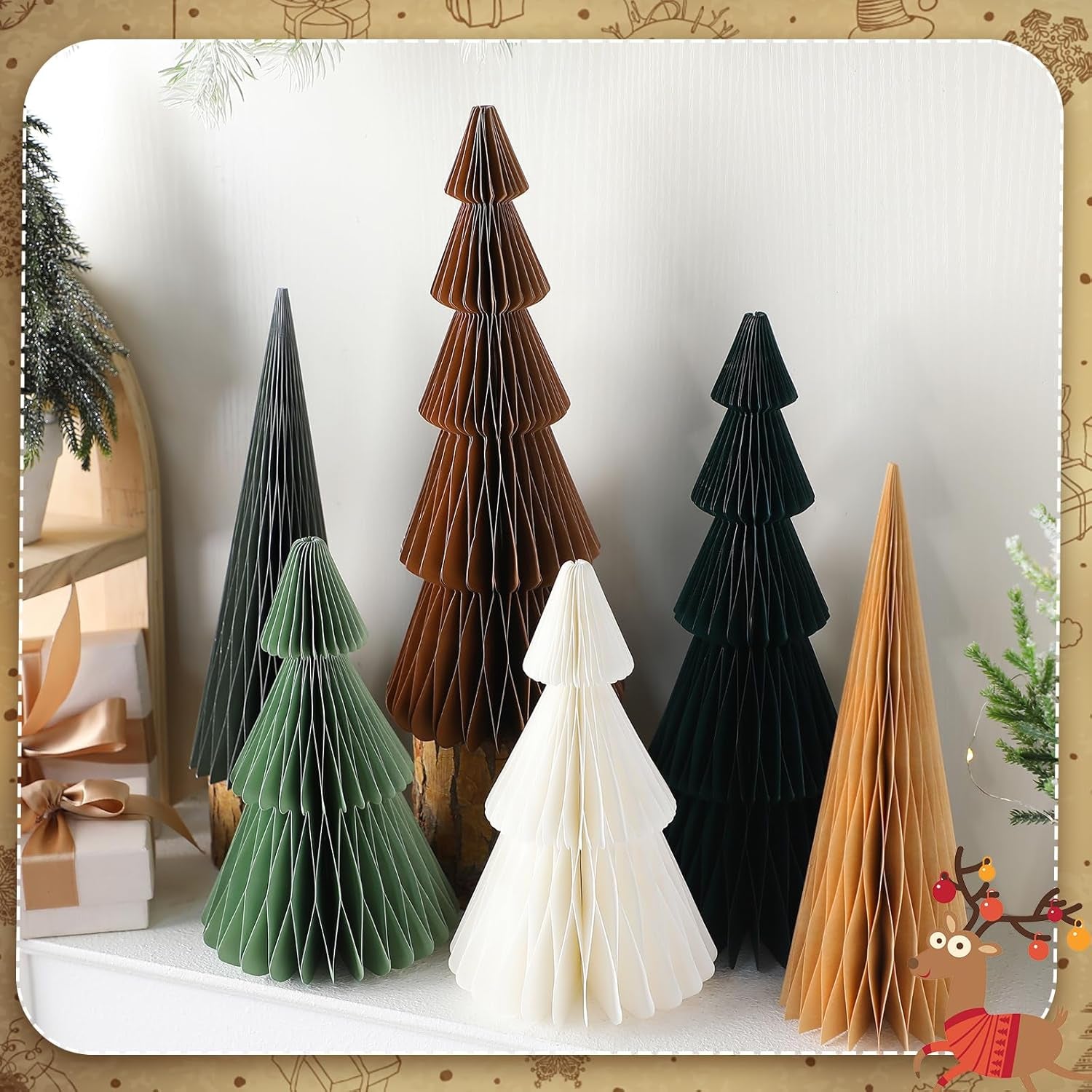 6-Piece Minimalist Honeycomb Christmas Tree Centerpiece Set for Holiday Decor