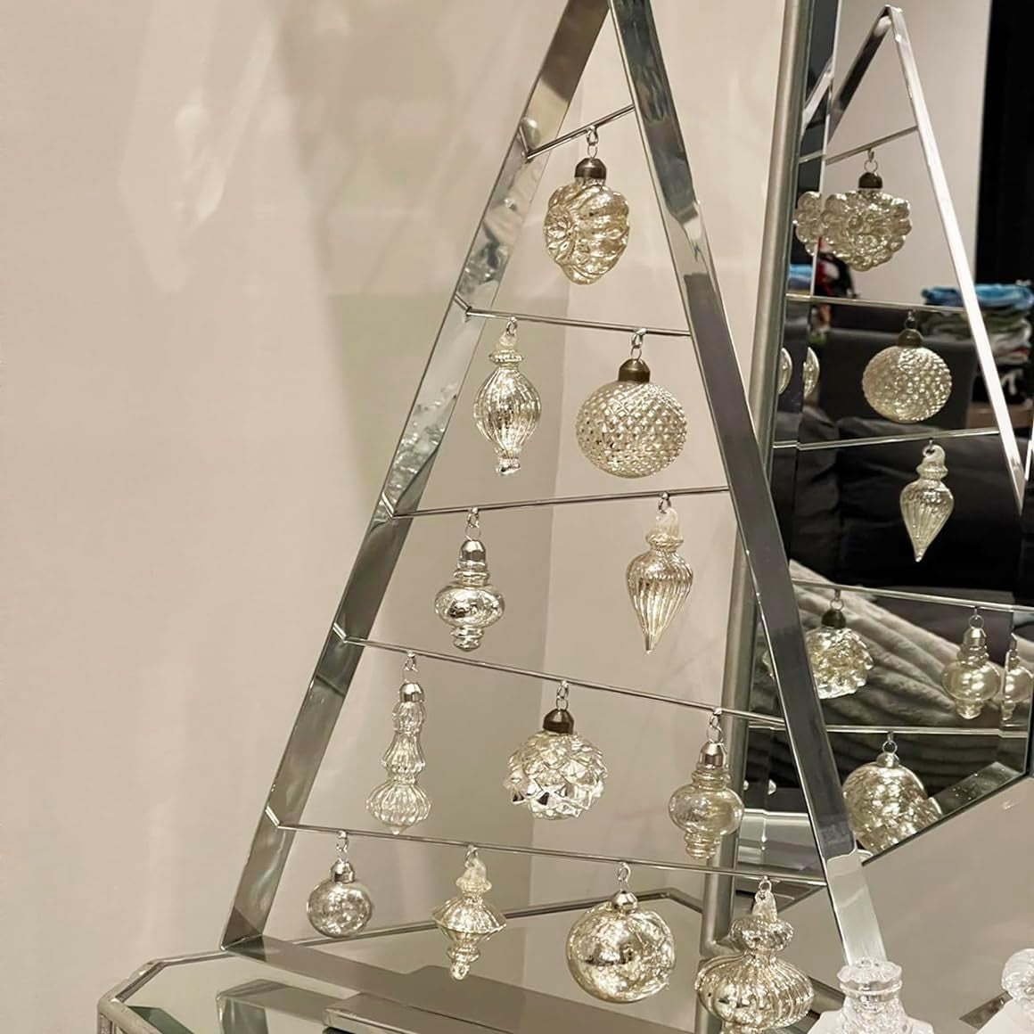 Mercury Glass Christmas Ball Ornaments for Holiday Decor (17 Pieces, Silver)