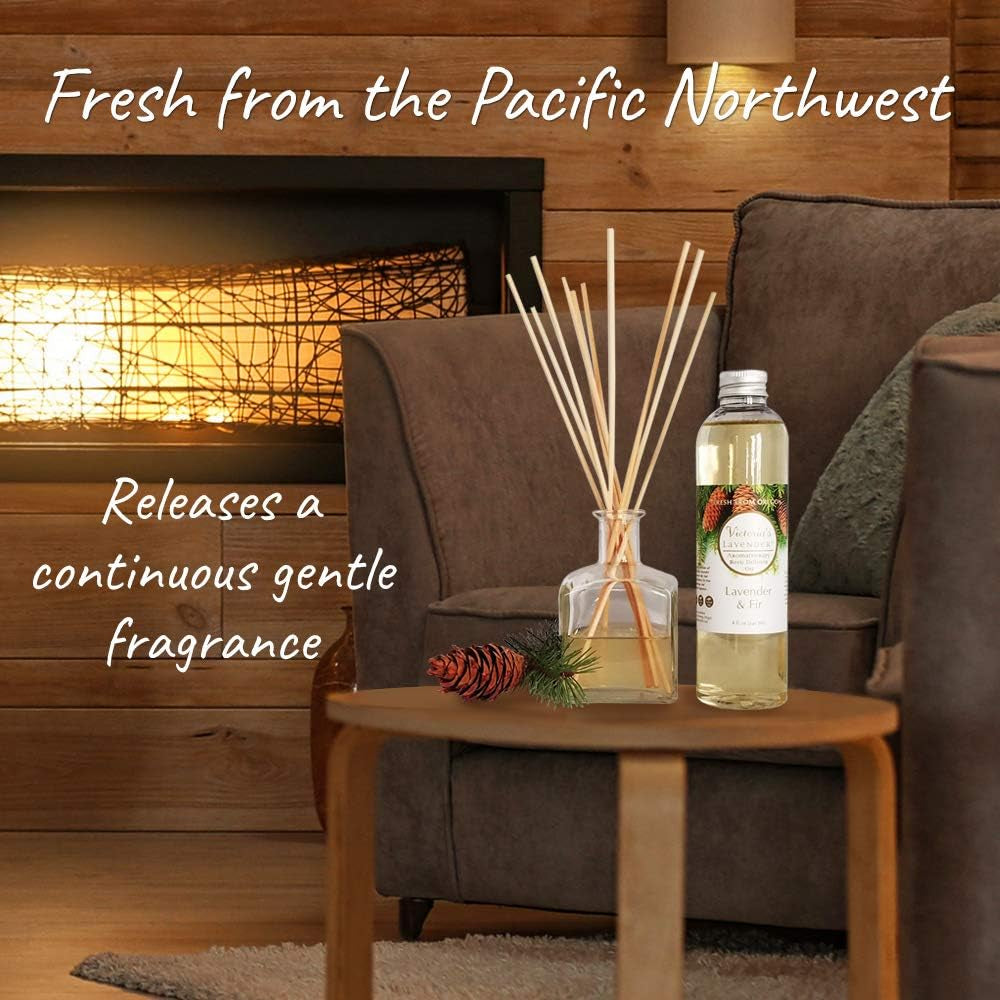Fir & Lavender Essential Oil Reed Diffuser Refill — Natural Aromatherapy Essential Oil for Reed Diffusers — Made in USA, Home & SPA by  — up to 1 Year Supply, 8Oz