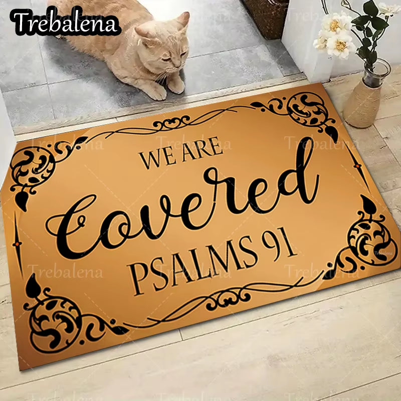 1Pc Welcome Door Mat Covered Psalms 91 Scripture Welcome Mat Elegant Home Decor