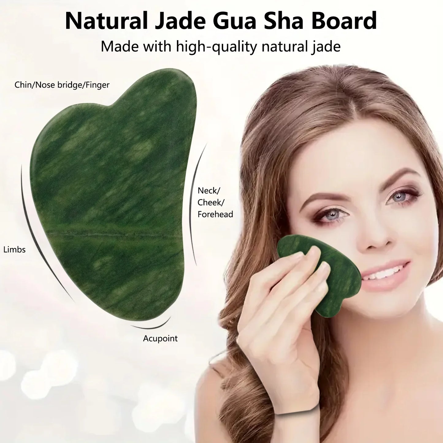 Gua Sha Facial Tools Set of 3 - Large Bian Stone for Face & Body Massage - Glowing Massage Tool & Body Set for Daily Skincare Routine