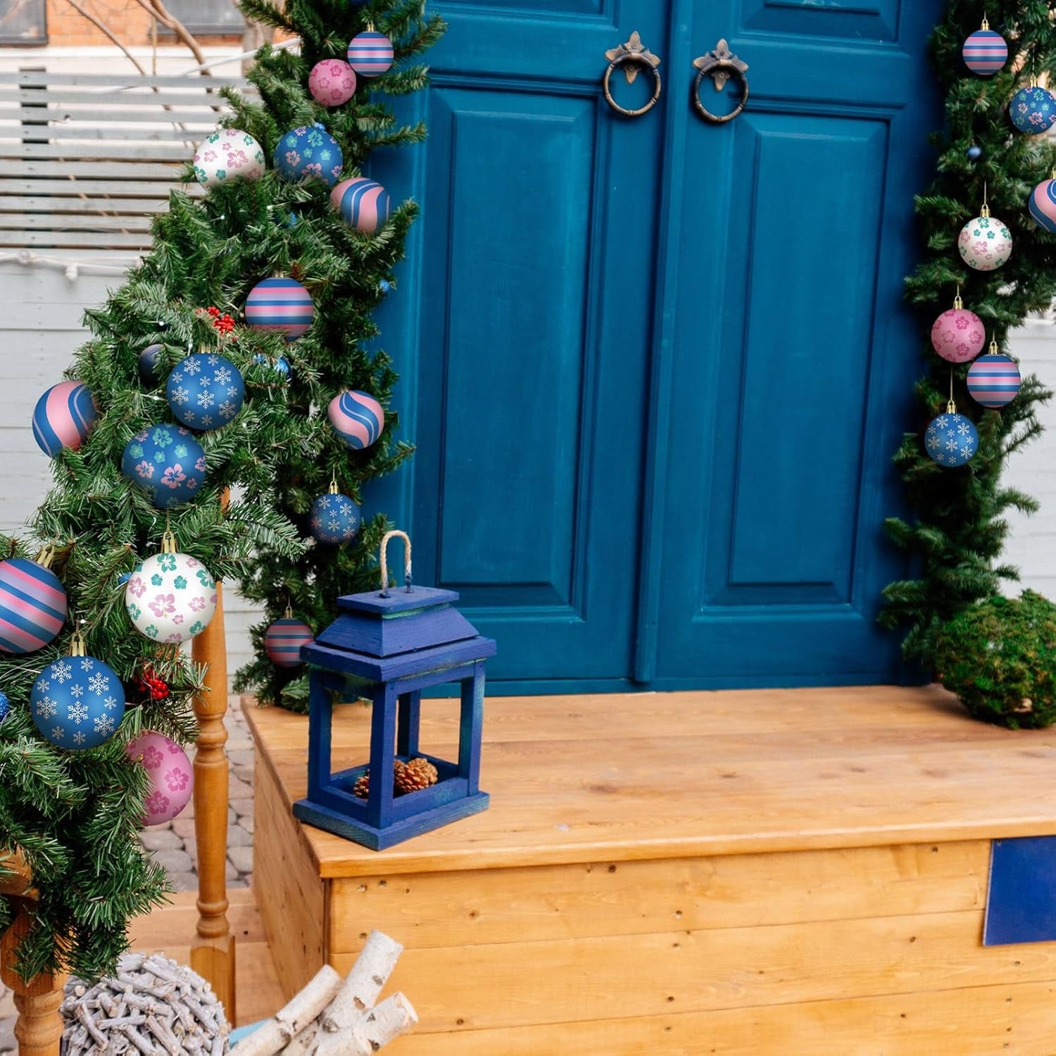 24 Pcs 2.36" Cartoon Christmas Ball Ornaments for Holiday Decor (Stitch)