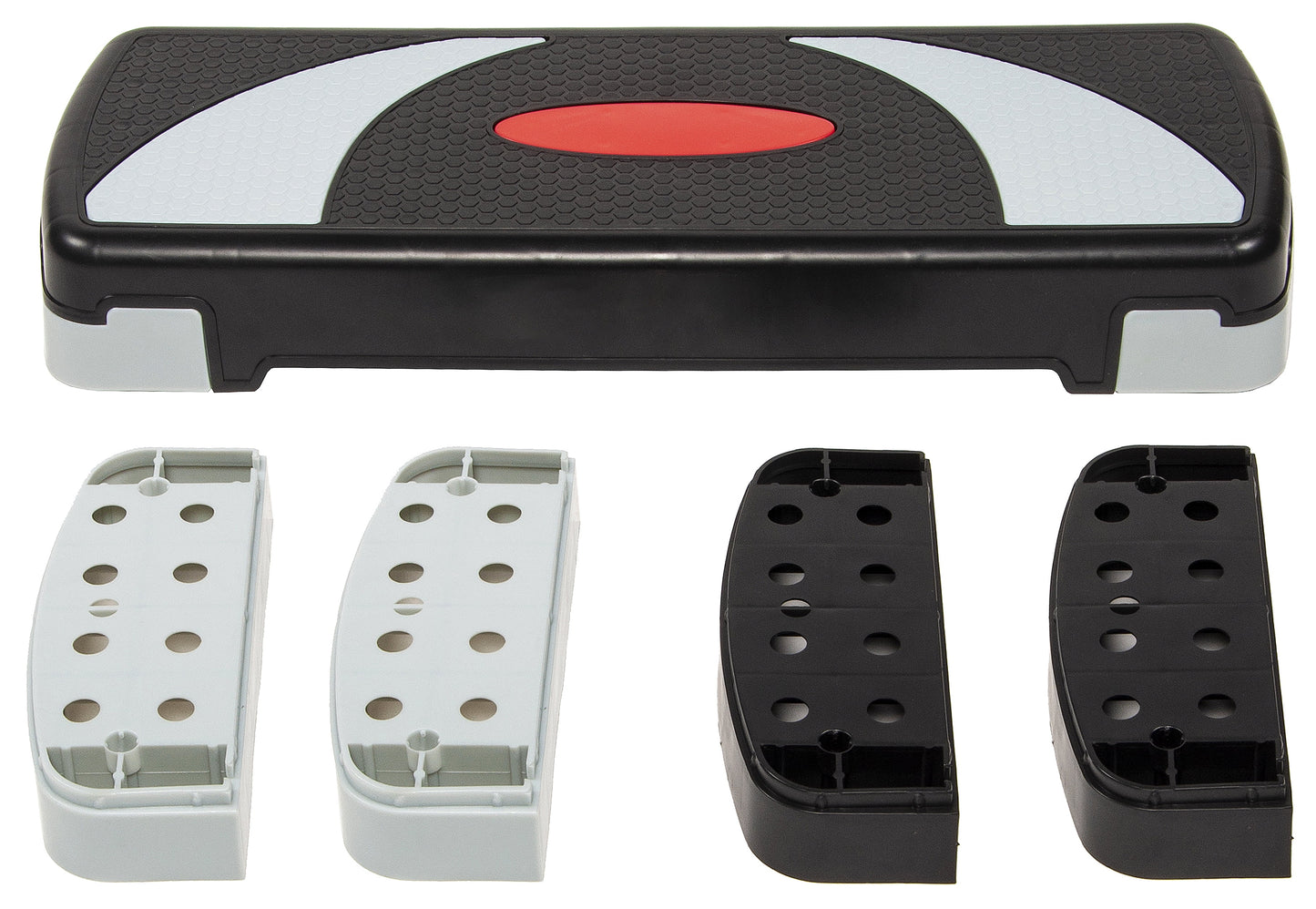 Aerobic Step Platform Trainer with Adjustable 3-Level Risers, Black & Gray