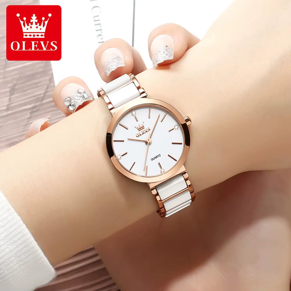 Fashion Women Watches Relogio Feminino Luxury Rose Gold Watch Ladies Quartz Wrist Watch Ceramic Strap Clock Reloj Mujer