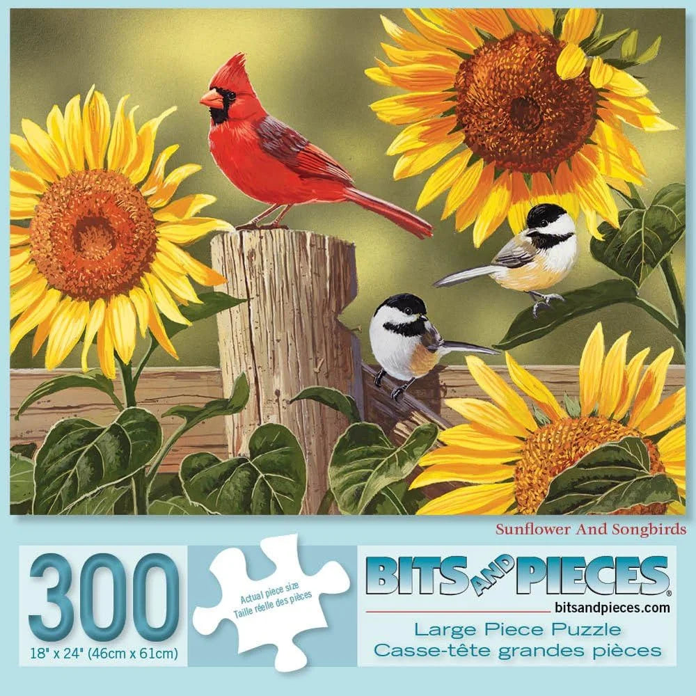 Jigsaw Puzzle Sunflower Songbirds Nature 300 Piece 18" X 24"
