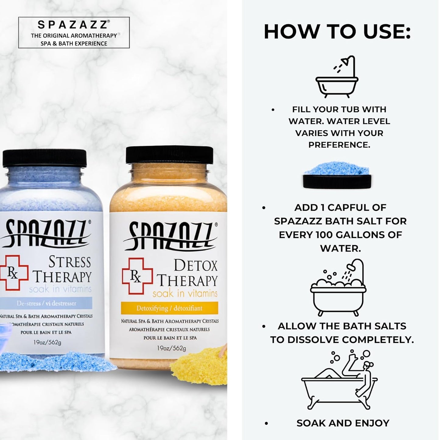 Aromatherapy Spa and Bath Crystals 2Pk - Detox/Stress Therapy