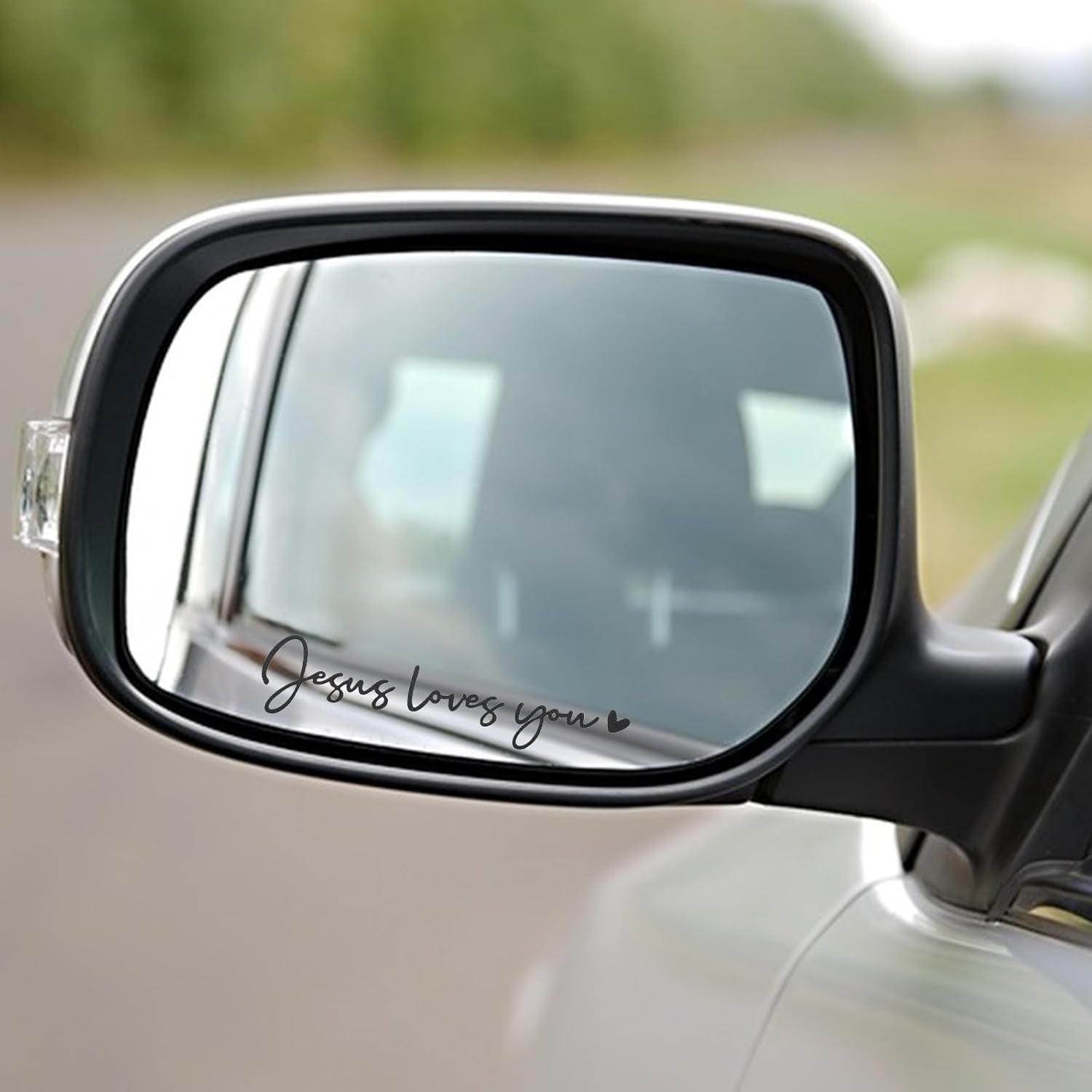 3X Jesus Love You Rear View Mirror Sticker, Rearview Mirror Decal with Heart Car Window Decals Self Affirmations Car Mirror Stickers for Women Water Bottle Laptop Accessories Gifts