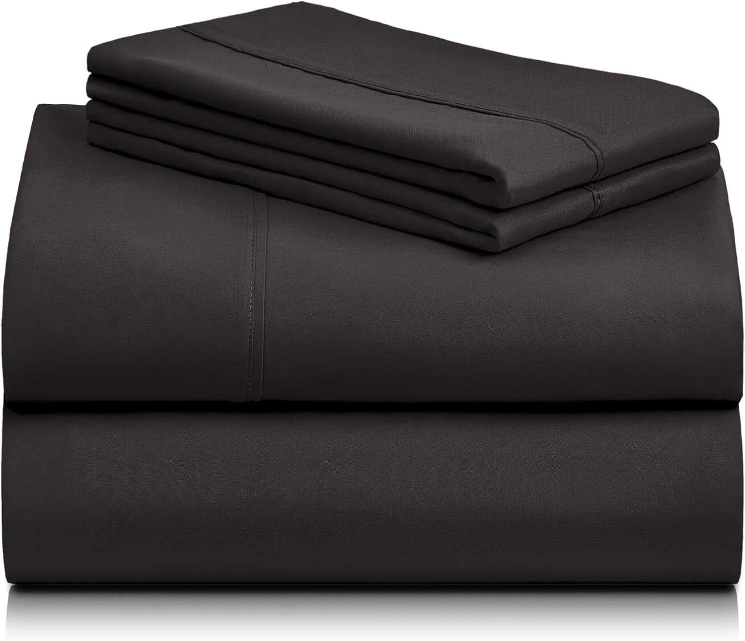 6 PC Queen Sheet Set, Breathable Luxury Bed Sheets, Deep Pockets 18" Wrinkle Free Cooling Sheets Machine Washable Hotel Bedding Silky Soft - Black Queen