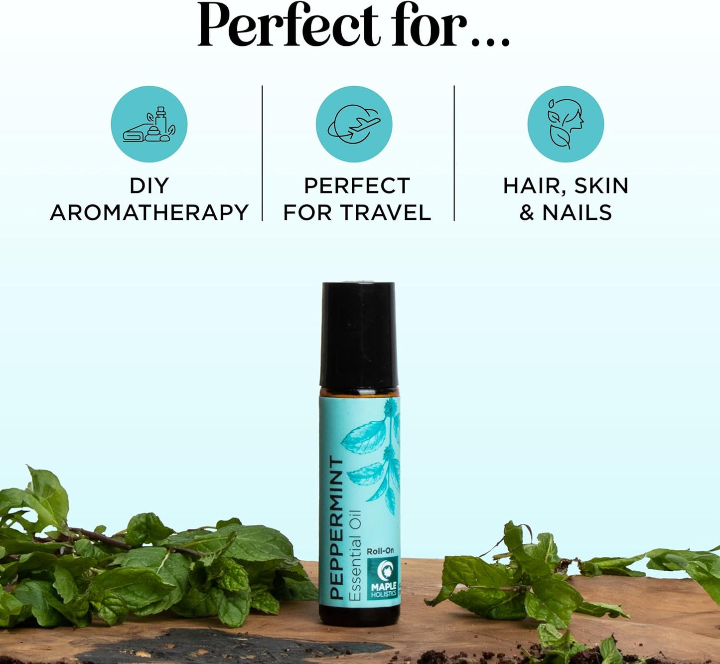 Peppermint Oil Roll on - Pure Peppermint Rollerball Essential Oil Aromatherapy Stick for Headaches - Natural Travel Essential and Pregnancy Must Have for Headaches Energy & Focus Support (2 Pack)