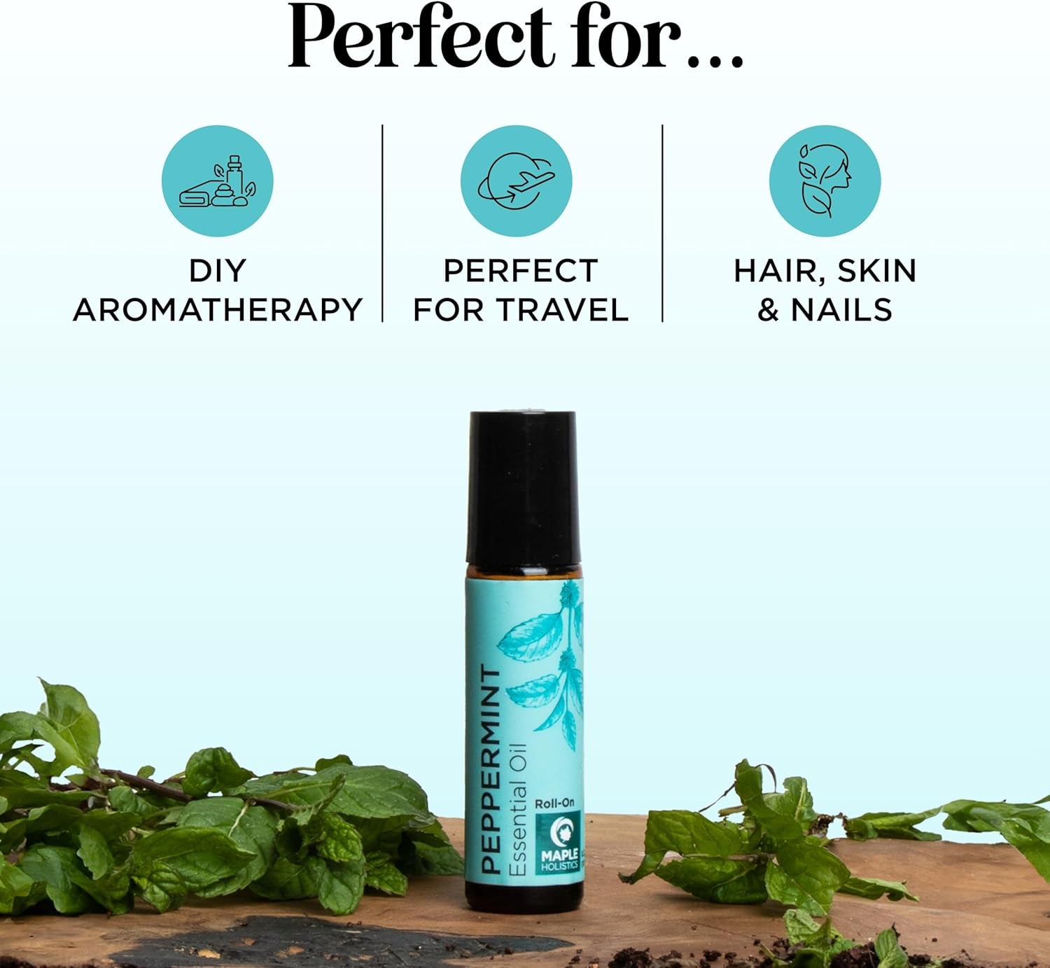 Peppermint Oil Roll on - Pure Peppermint Rollerball Essential Oil Aromatherapy Stick for Headaches - Natural Travel Essential and Pregnancy Must Have for Headaches Energy & Focus Support (2 Pack)