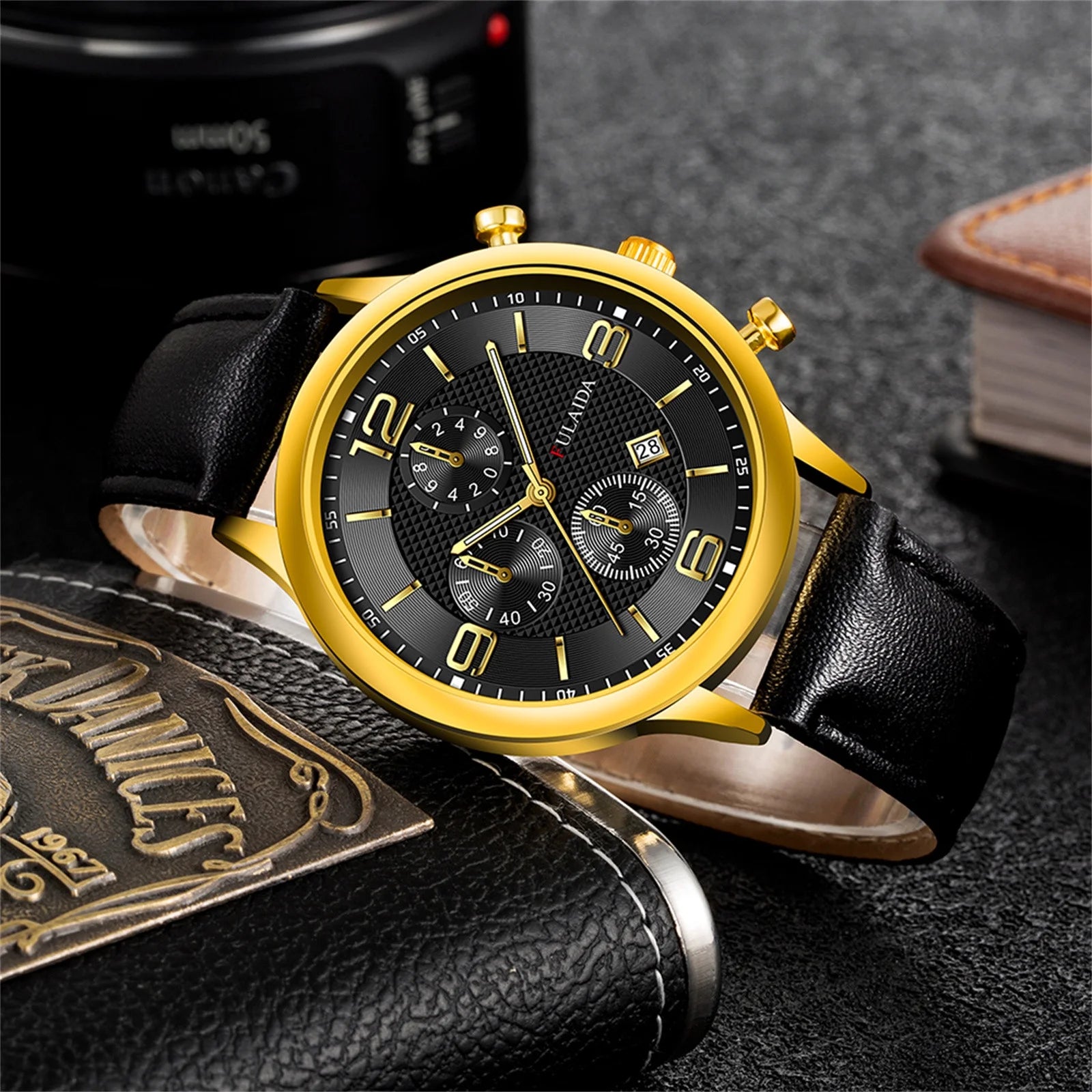 Fmkaul Mens Watch Sport Stainless Steel Case Belt Band Quartz Analog Wrist Watches