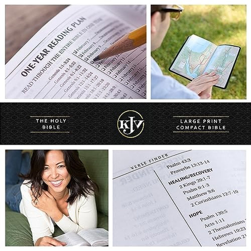 KJV Holy Bible, Large Print Compact Bible, Purple Faux Leather Bible W/Ribbon