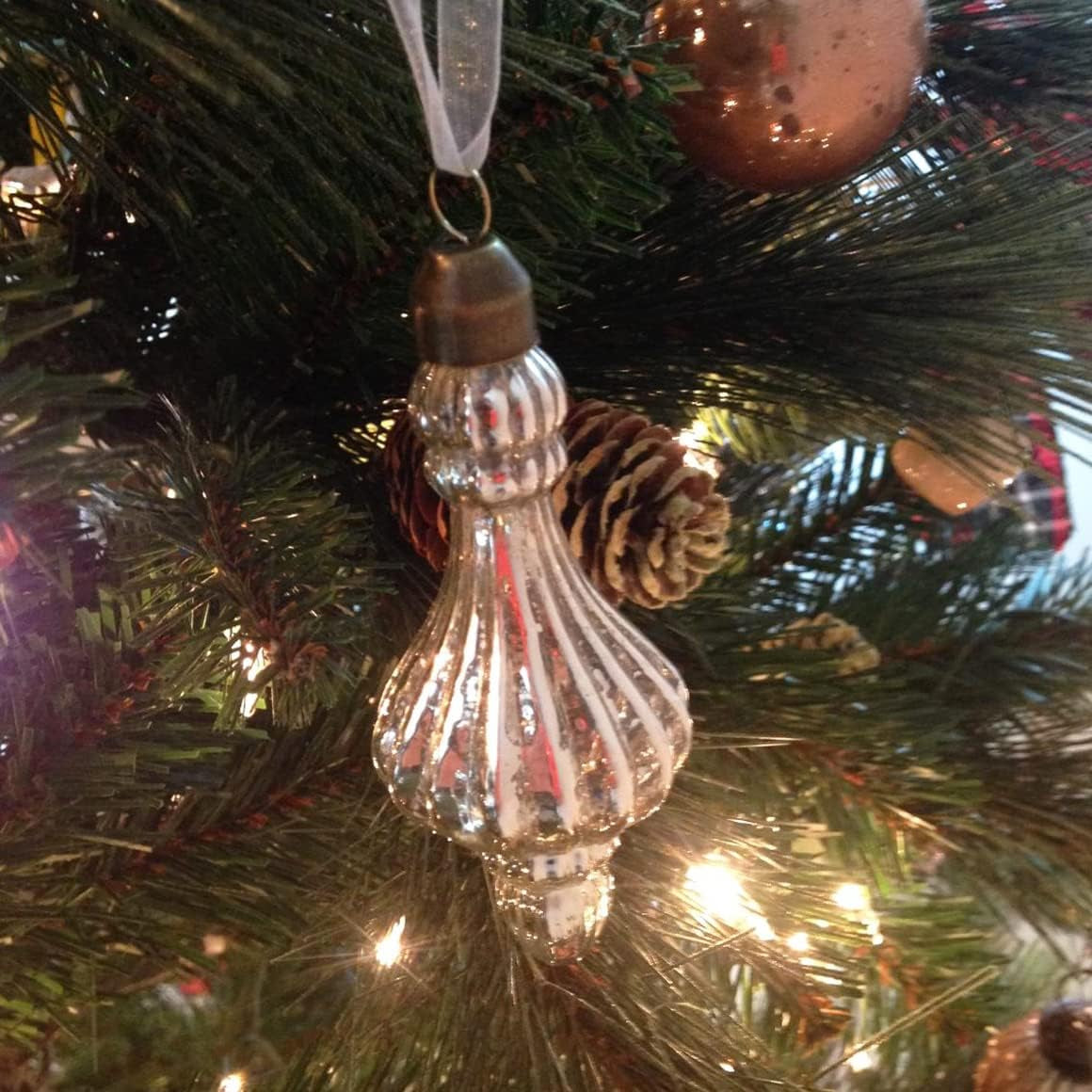 Mercury Glass Christmas Ball Ornaments for Holiday Decor (17 Pieces, Silver)