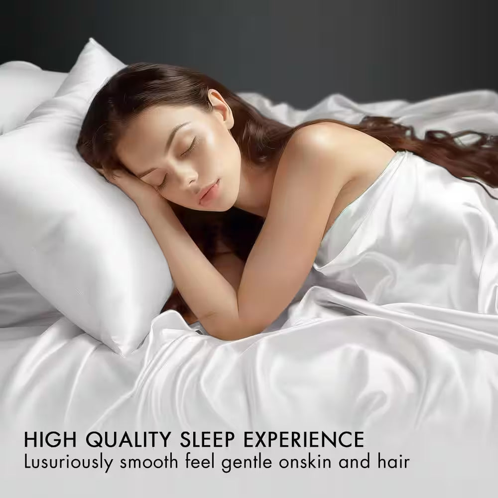 Satin 6-Piece White Solid Polyester California King Luxury Sheet Set