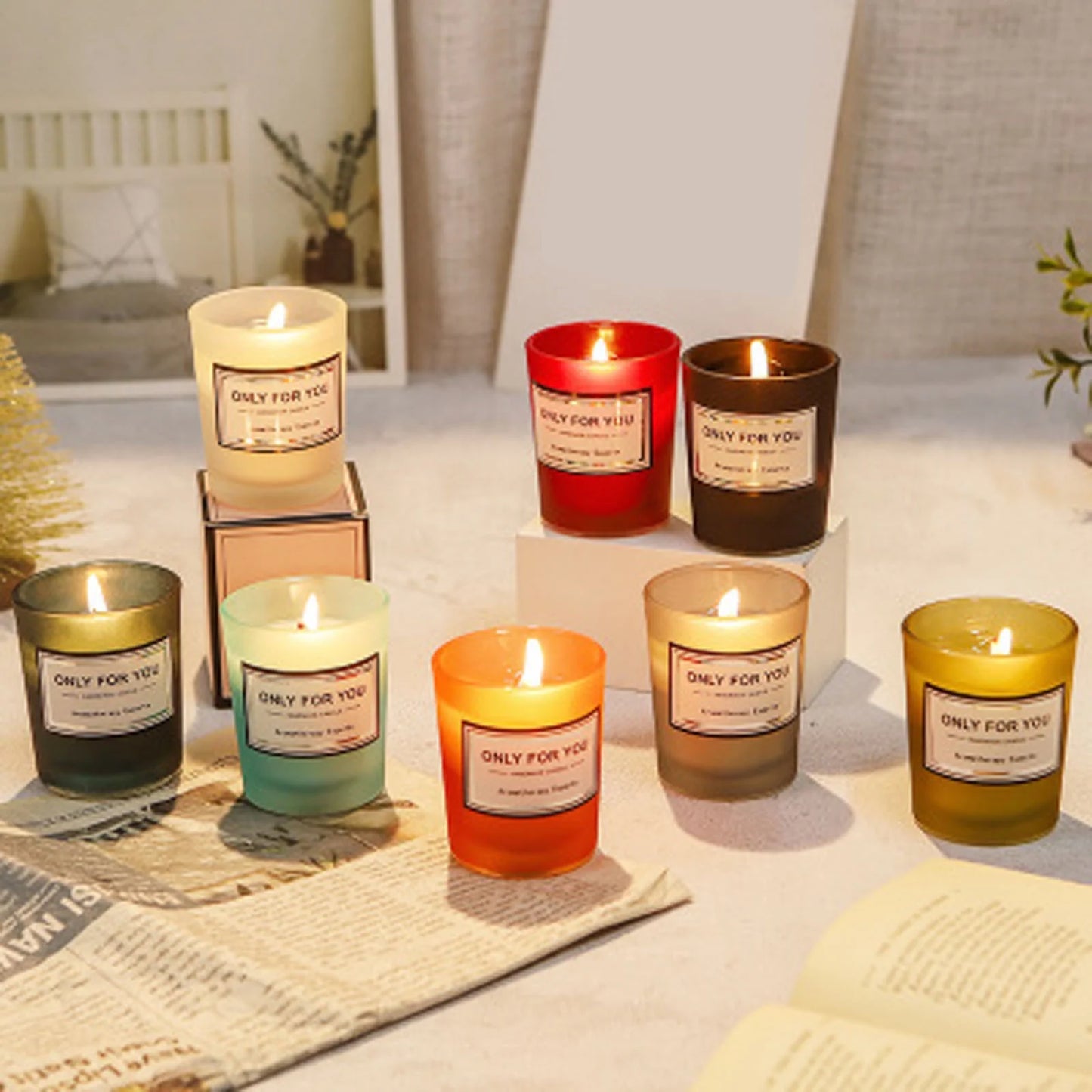 Aromatherapy Candle Natural Soy Wax Scented Candles Plant Essential Oil Candle Home Decoration Weddings Birthday Gifts Parties Ornament Christmas Aroma Candle Yoga Mother'S Day