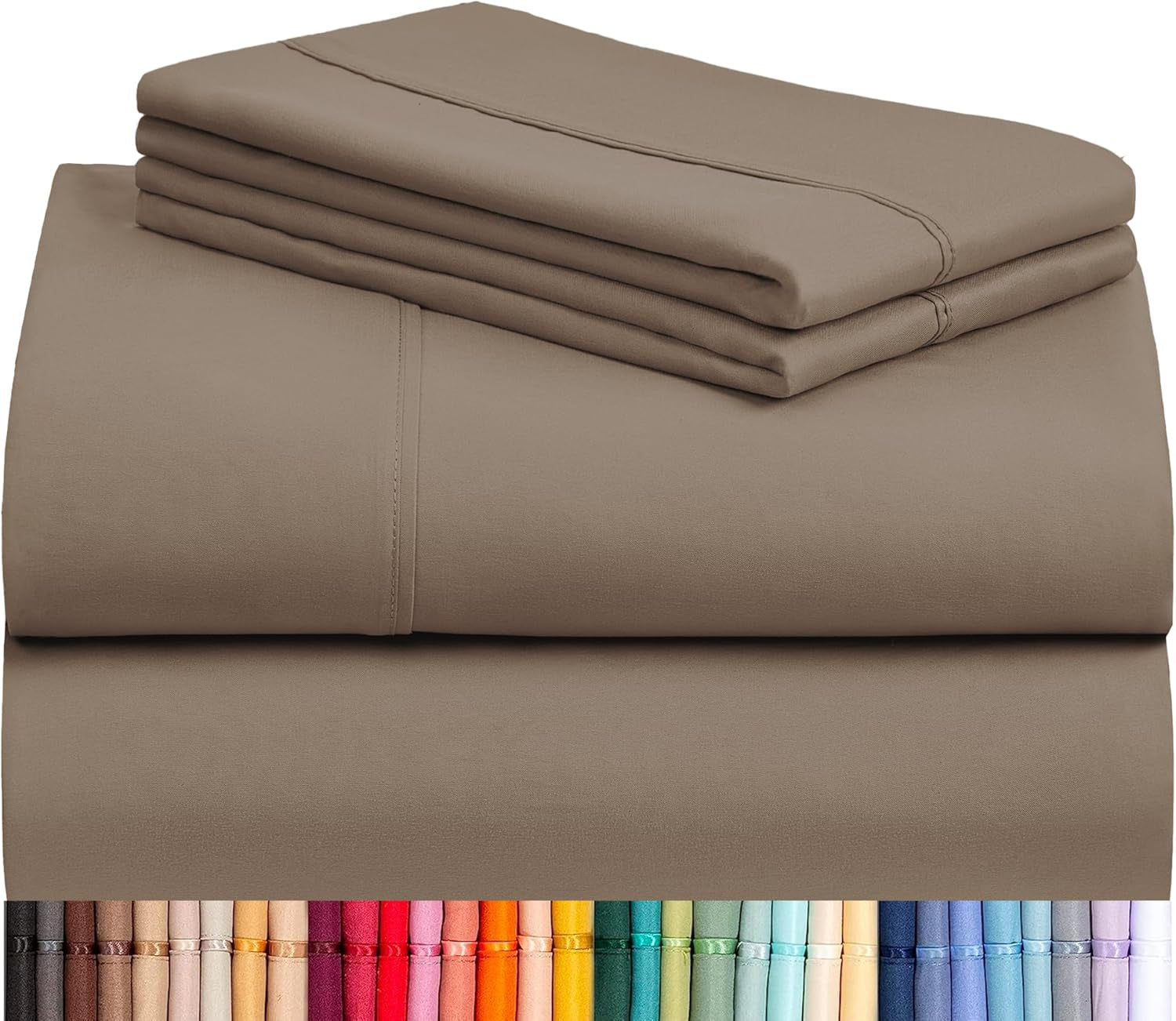 4 PC Sheet Bed Sheets Deep Pockets 18" Eco Friendly Wrinkle Free-Kids-Fitted Sheets Machine Washable Hotel Bedding Silky Soft - Dark Khaki Twin