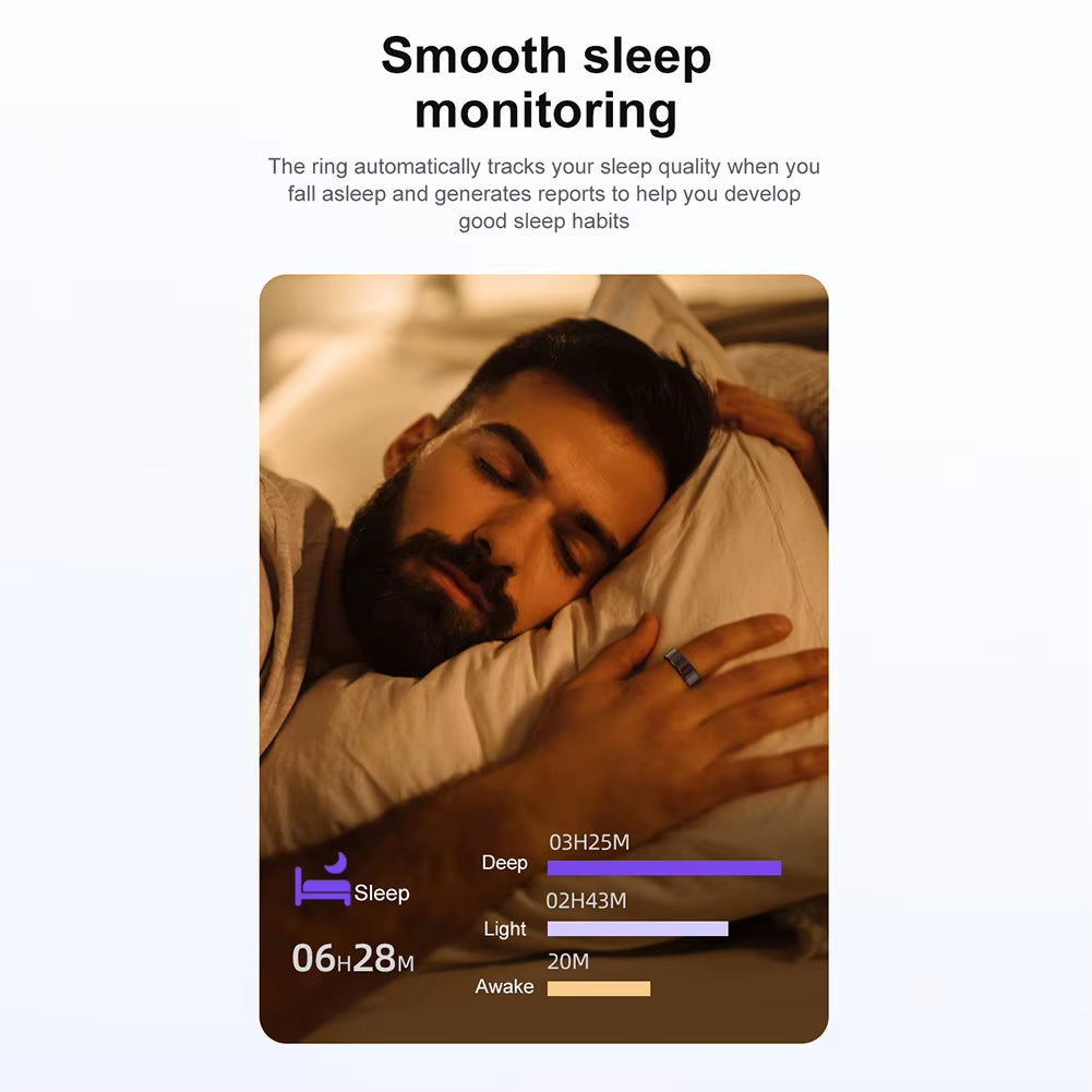 R02 Smart Ring Fitness Tracker Ring 5.0 Bluetooth-Compatible Sleep Monitor IP68 & 5ATM Waterproof Wearable for Android for IOS