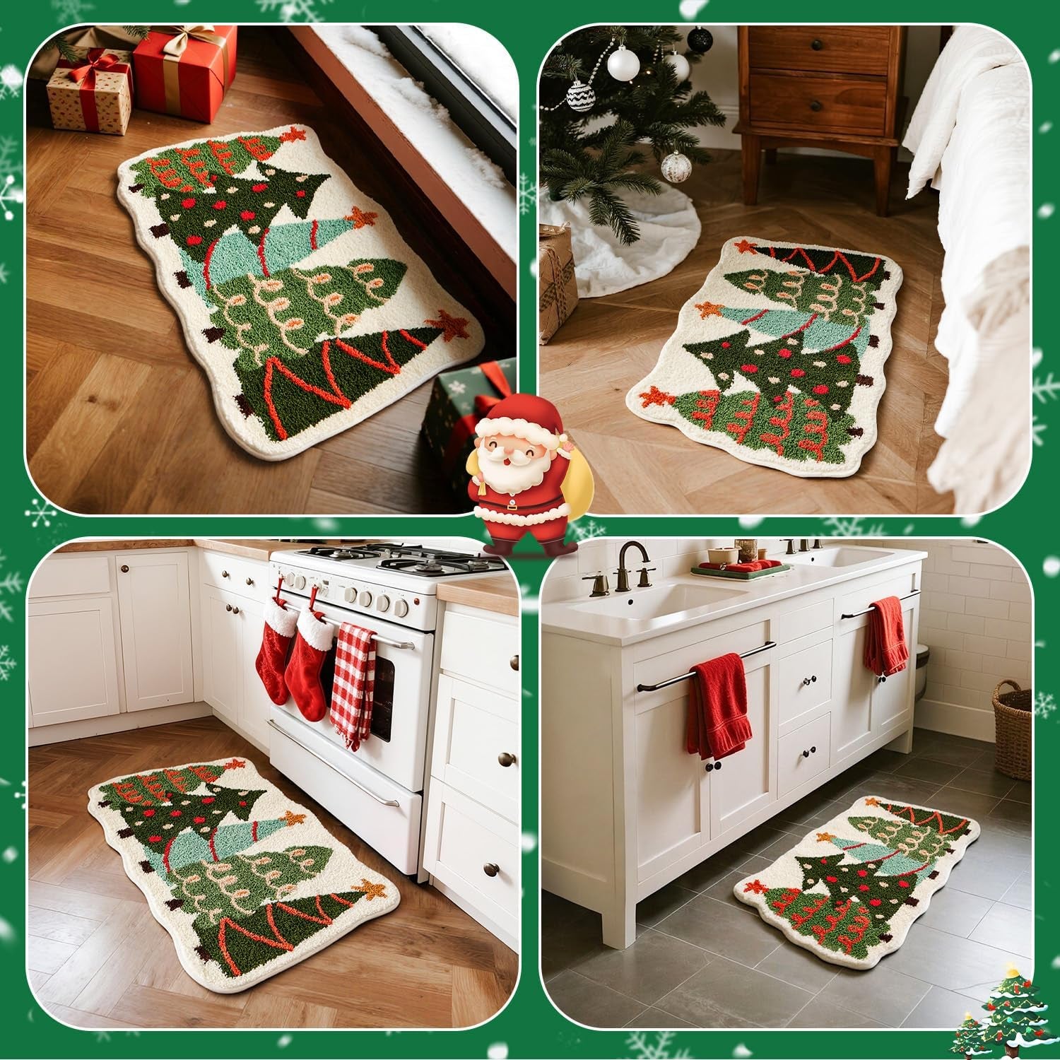 Soft Absorbent Non-Slip Christmas Bathroom Rug, 20"X30", Holiday Decor