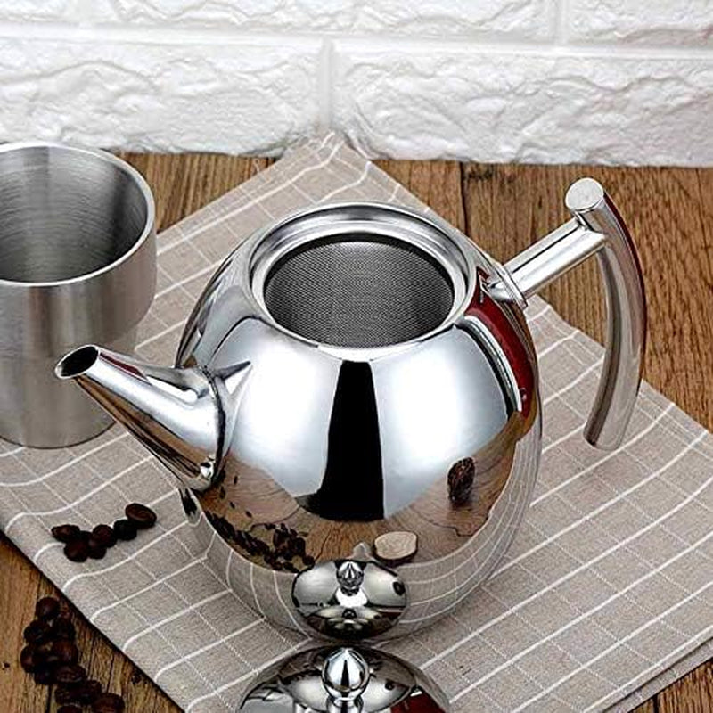 Tea Kettles, Stainless Steel Teapot Coffee Pot Kettle Stovetop Whistling Teakettle Teapot with Filter Large Capacity for Home, Cafe, Bar, Restaurant (1L/1000Ml)