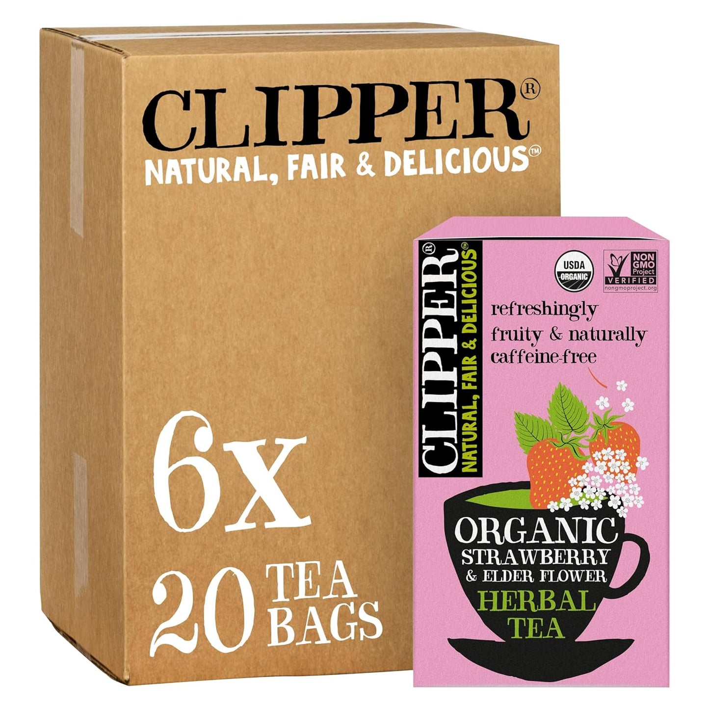 Strawberry & Elderflower Herbal Tea – Caffeine Free, USDA Organic, Great Hot or Iced – Refreshingly Fruity, Natural, Fair & Delicious – 120 Tea Bags