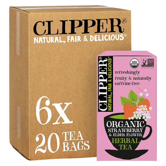 Strawberry & Elderflower Herbal Tea – Caffeine Free, USDA Organic, Great Hot or Iced – Refreshingly Fruity, Natural, Fair & Delicious – 120 Tea Bags