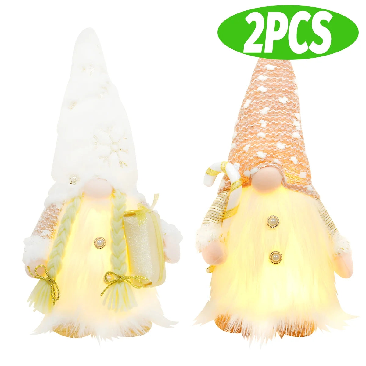 Christmas Decoration Gnomes Plush LED Gnomes Dwarf Elf Dolls for Christmas Party Table Room Decoration 2 Pack