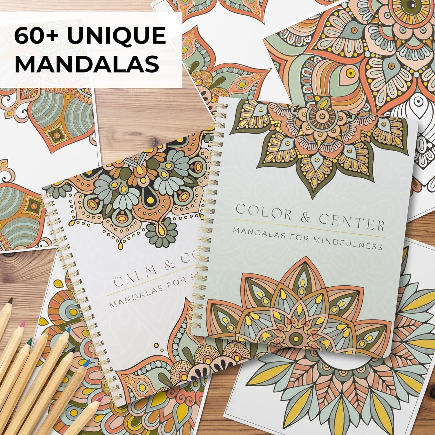 Beautiful Adult Coloring Book Set of 2 for Relaxation - Mandala Coloring Books W
