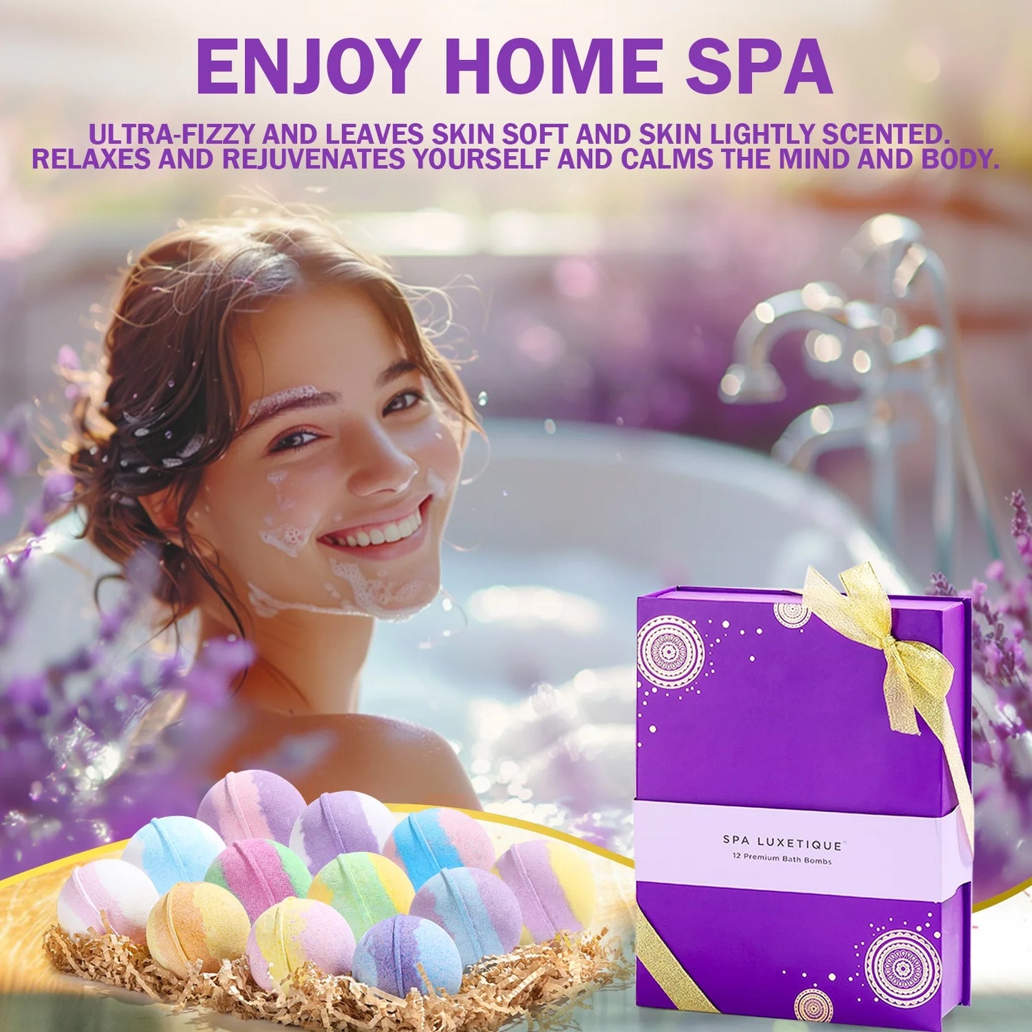 Bath Bombs Gift Set for Women - 12 Pcs Handmade Bubble Bombs, 12 X 3.12Oz Relaxing Fizzies Shower Birthday Holiday Mothers Day Gifts for Her