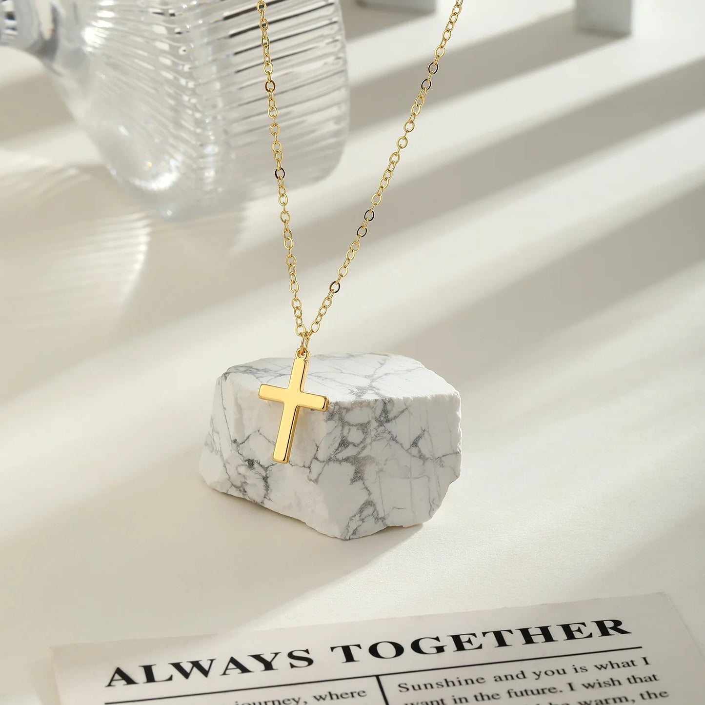 Cross Pendant Neckalce for Women 14K Gold/Silver Plated Crucifix Faith Necklaces Delicate Minimalist Jewelry Gift