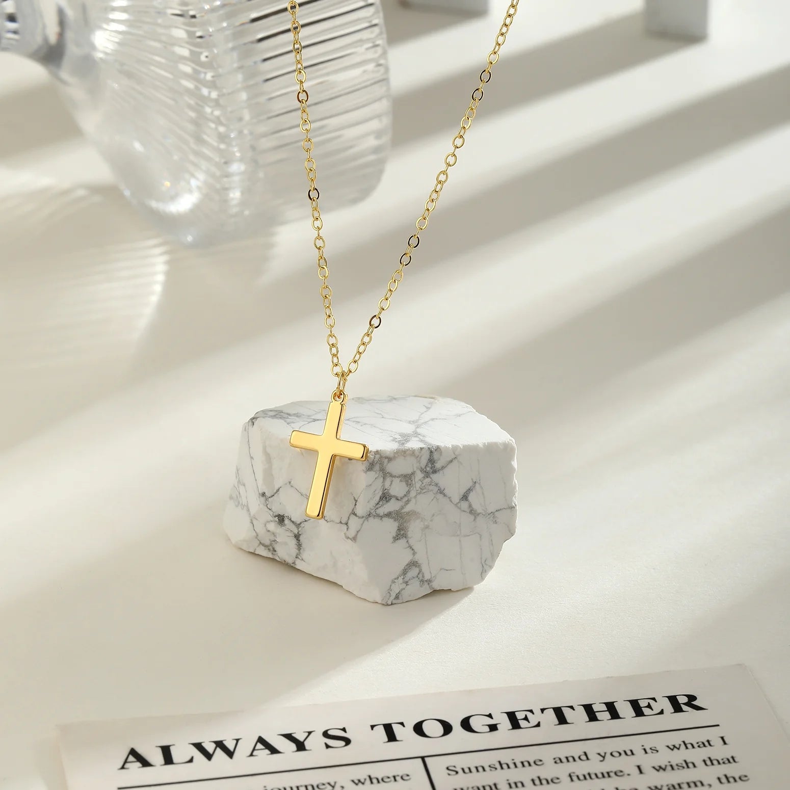 Cross Pendant Neckalce for Women 14K Gold/Silver Plated Crucifix Faith Necklaces Delicate Minimalist Jewelry Gift