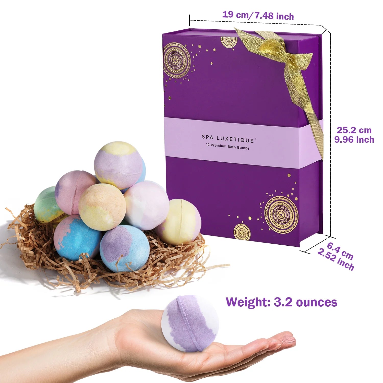 Bath Bombs Gift Set for Women - 12 Pcs Handmade Bubble Bombs, 12 X 3.12Oz Relaxing Fizzies Shower Birthday Holiday Mothers Day Gifts for Her