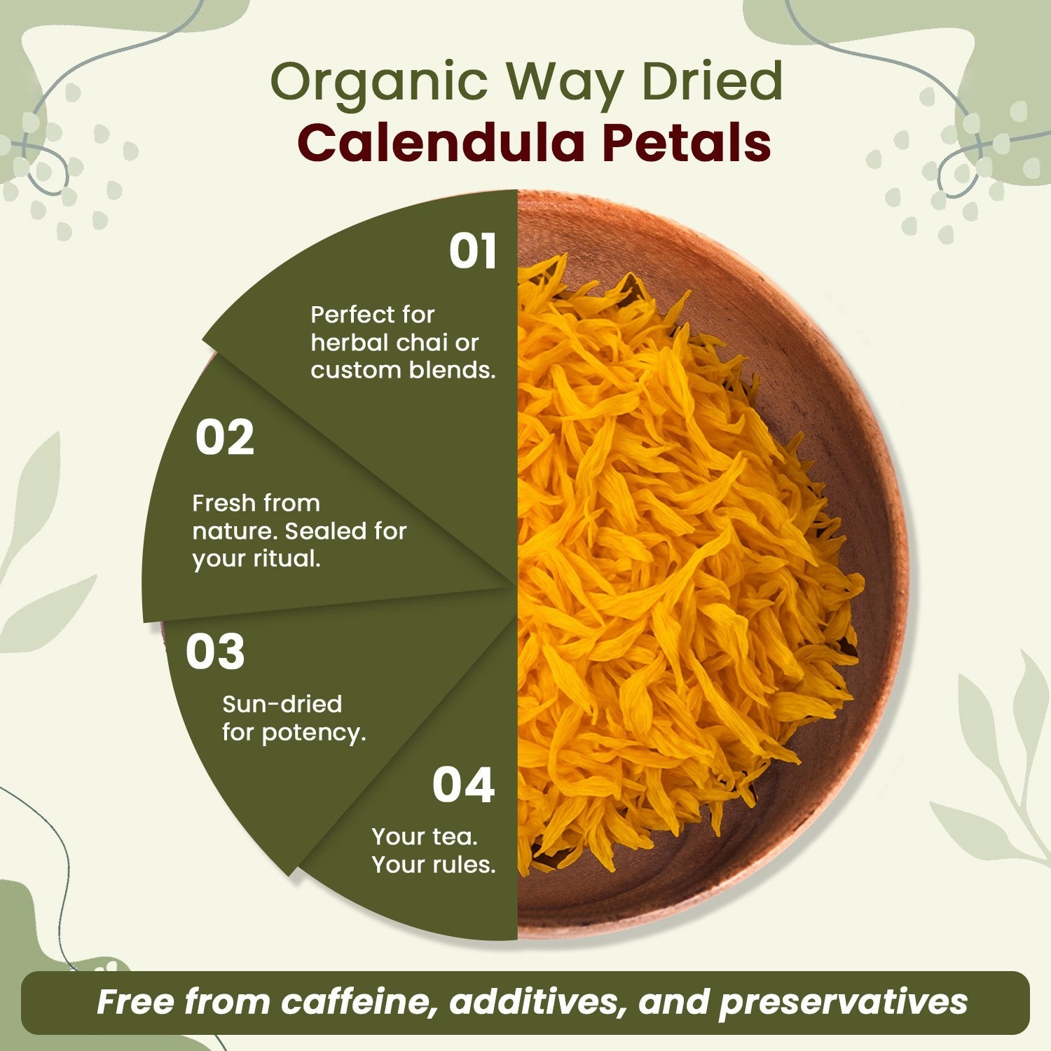 Organic Way Calendula Flower Petals - Herbal Tea | Kosher & USDA Certified