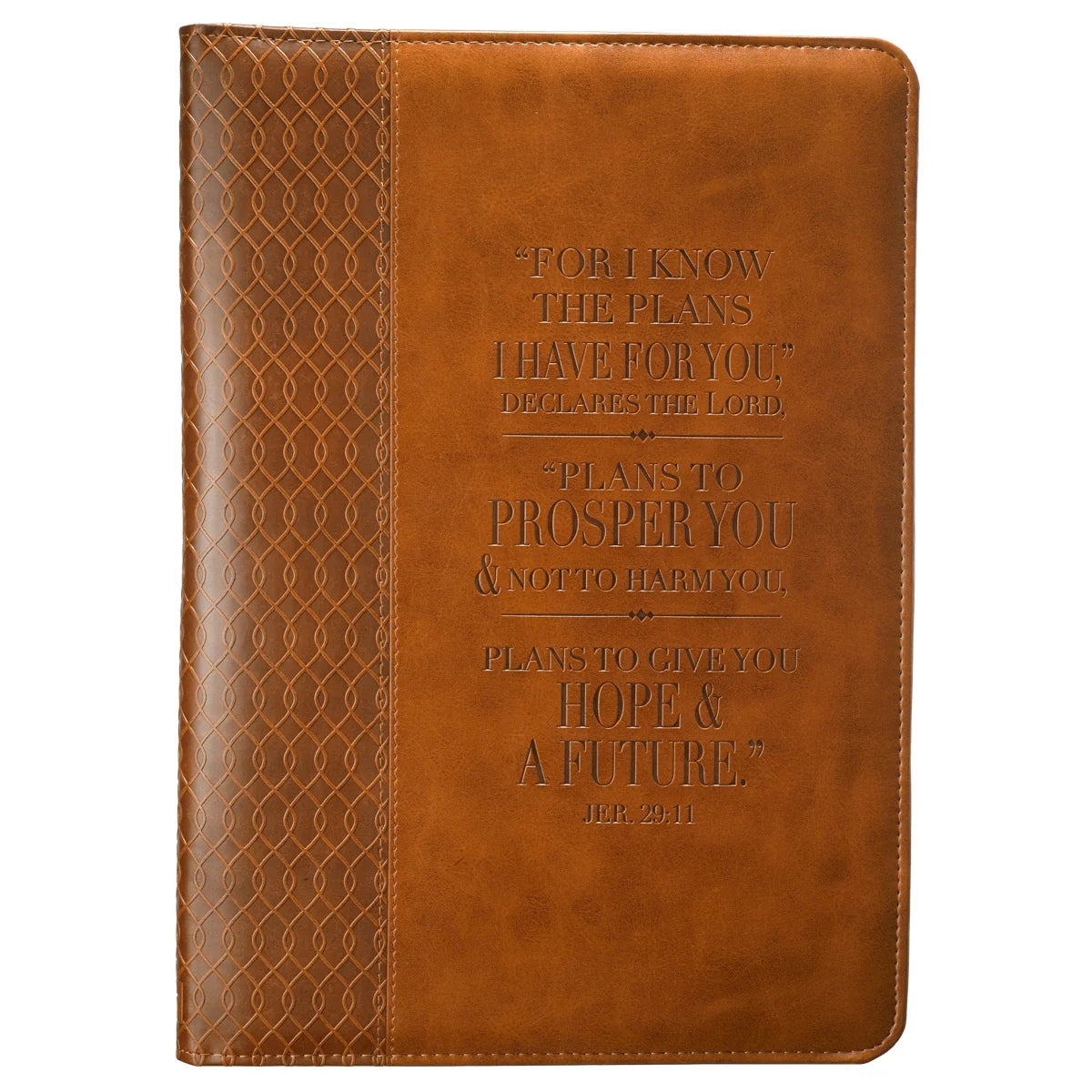 Classic Handy-Sized Journal for I Know the Plans Jeremiah 29:11 Bible Verse Inspirational Scripture Notebook with Ribbon 240 Ruled Pages, 5.7" X 7", Tan