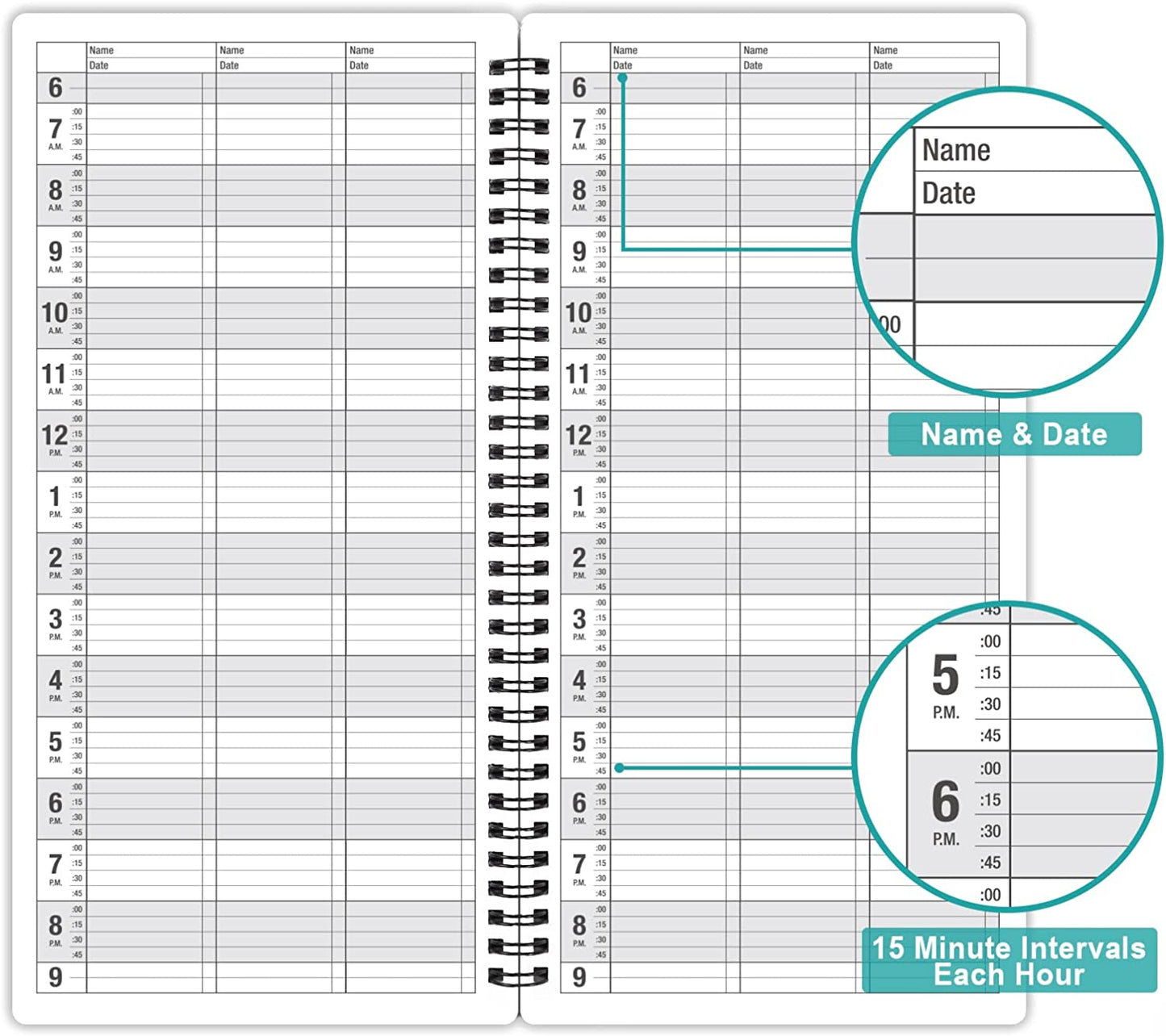Appointment Book – Undated Salon Appointment Book, Daily＆Hourly Schedule Book Wi